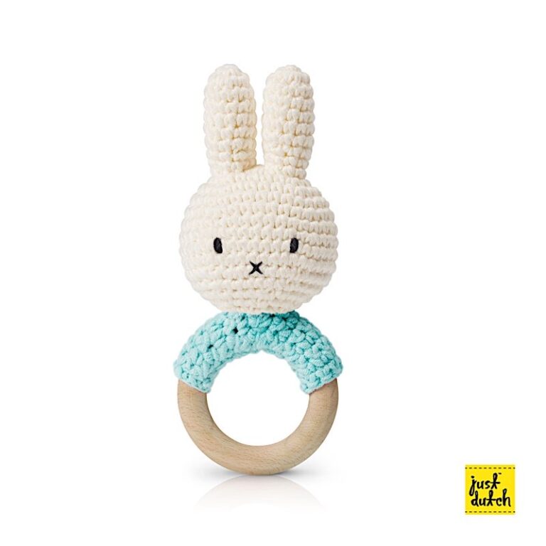 Hochet en Crochet Miffy - Aqua pastel