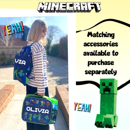 Personalized Lunch Bag - Minecraft Blue