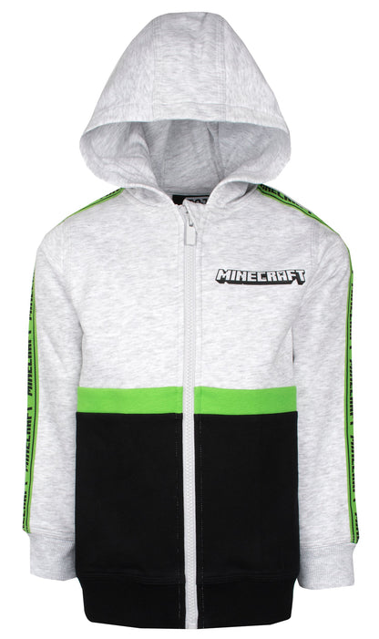 Minecraft Zipped Sweat à capuche – gris and noir