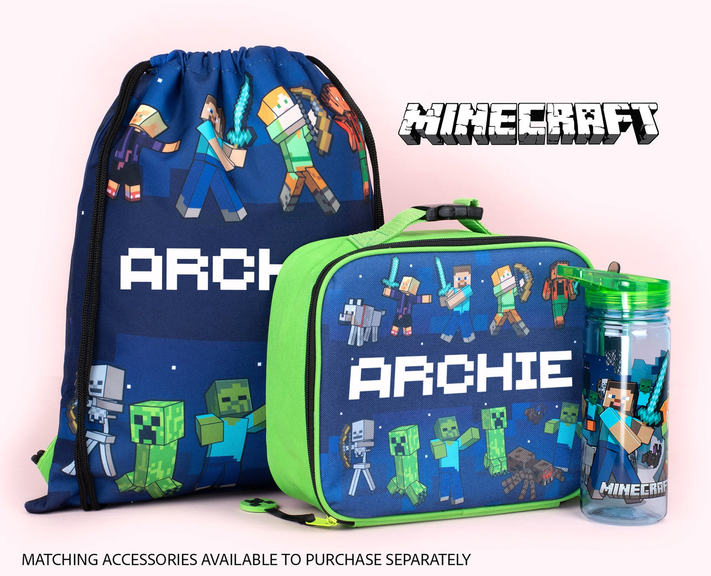 Personalized Lunch Bag - Minecraft Blue