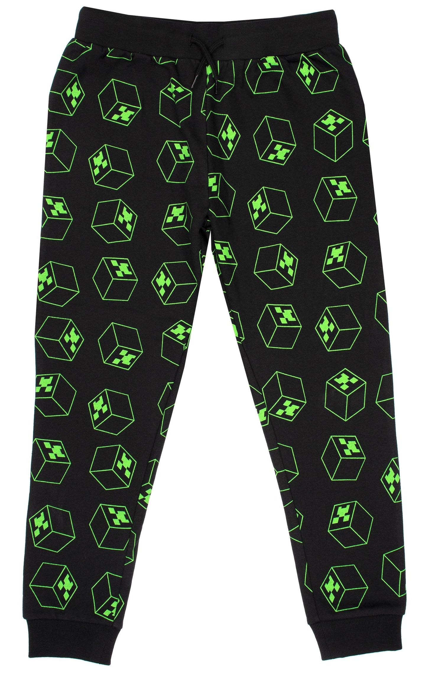 Minecraft Joggers - Black & Green Pattern