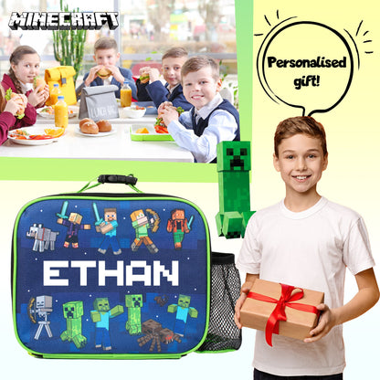 Personalized Lunch Bag - Minecraft Blue