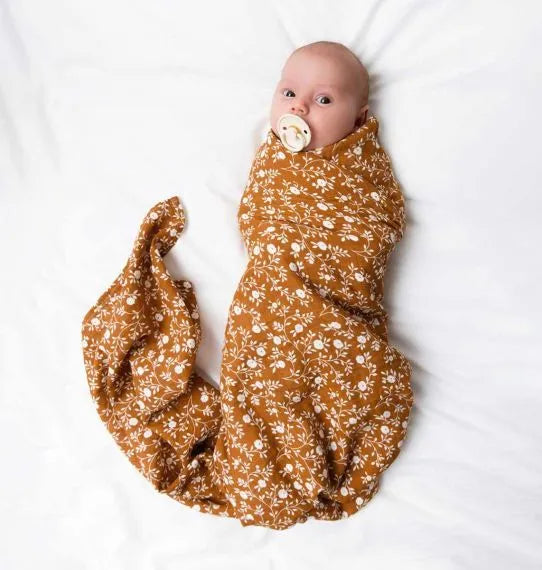 Lange XL en coton bio - Fleurs Caramel