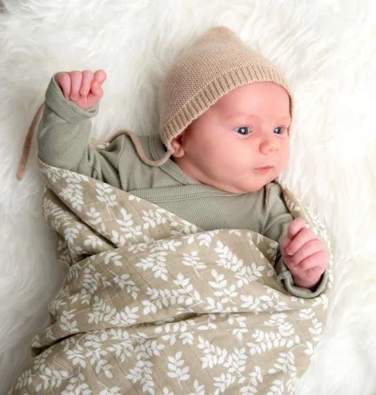Lange XL en Coton Bio - Feuilles Taupe