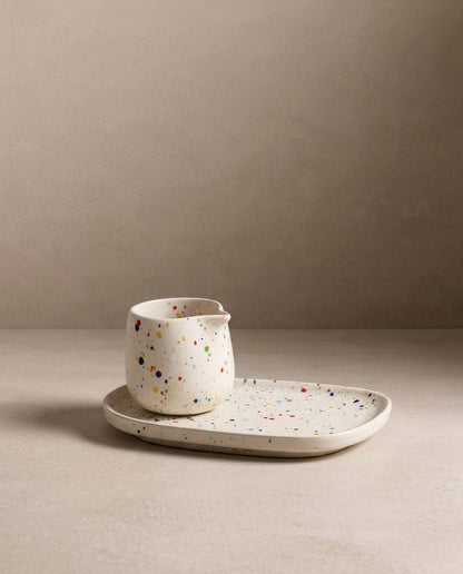 Ensemble New Party 1 petit plateau + 1 boule moyenne + 1 pot à lait - Collection Cadeau - Blanc