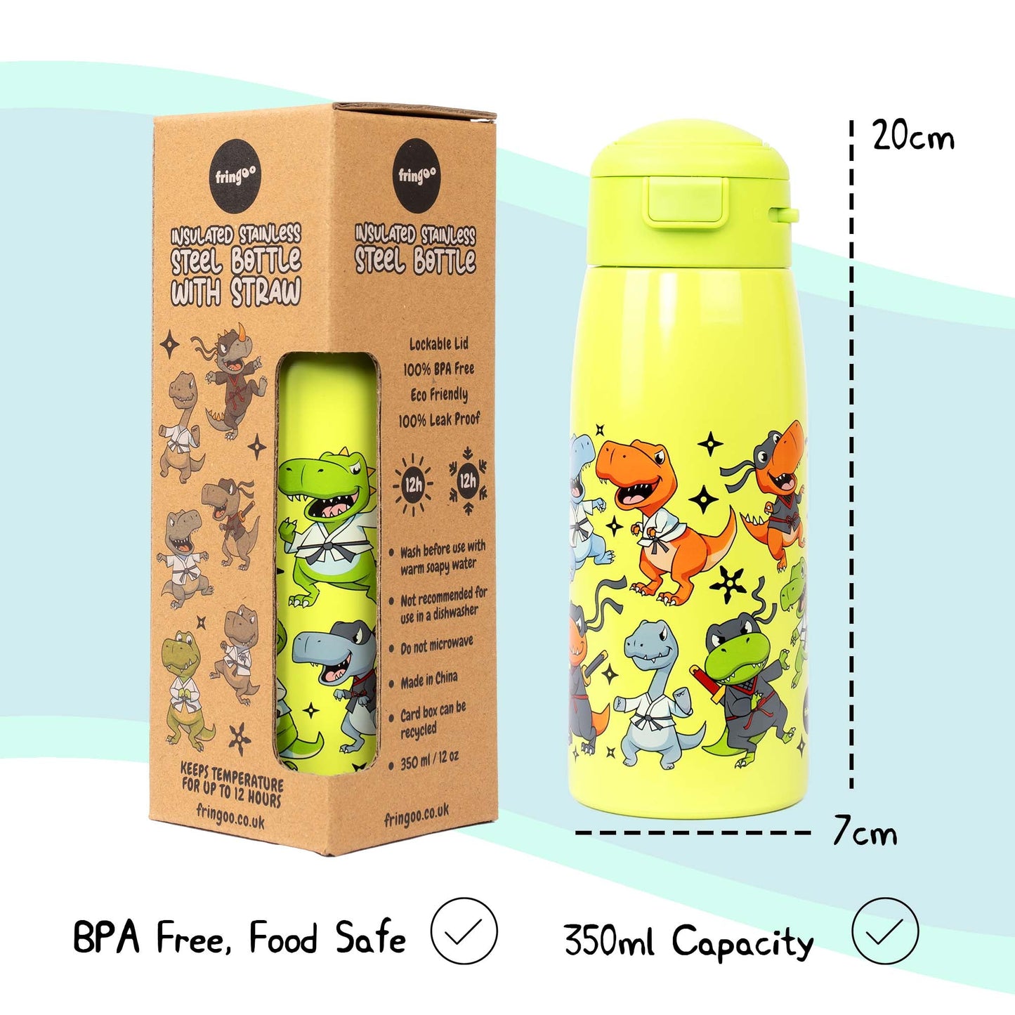 Gourde en acier inoxydable 350ml – Dino Ninja