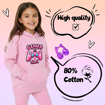Fringoo gamer Sweat à capuche rose fille Cotton Rich Soft Hooded Sweatshirt- gamer Pad rose