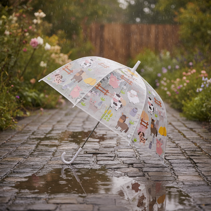 Transparent Umbrella for Children with Animals