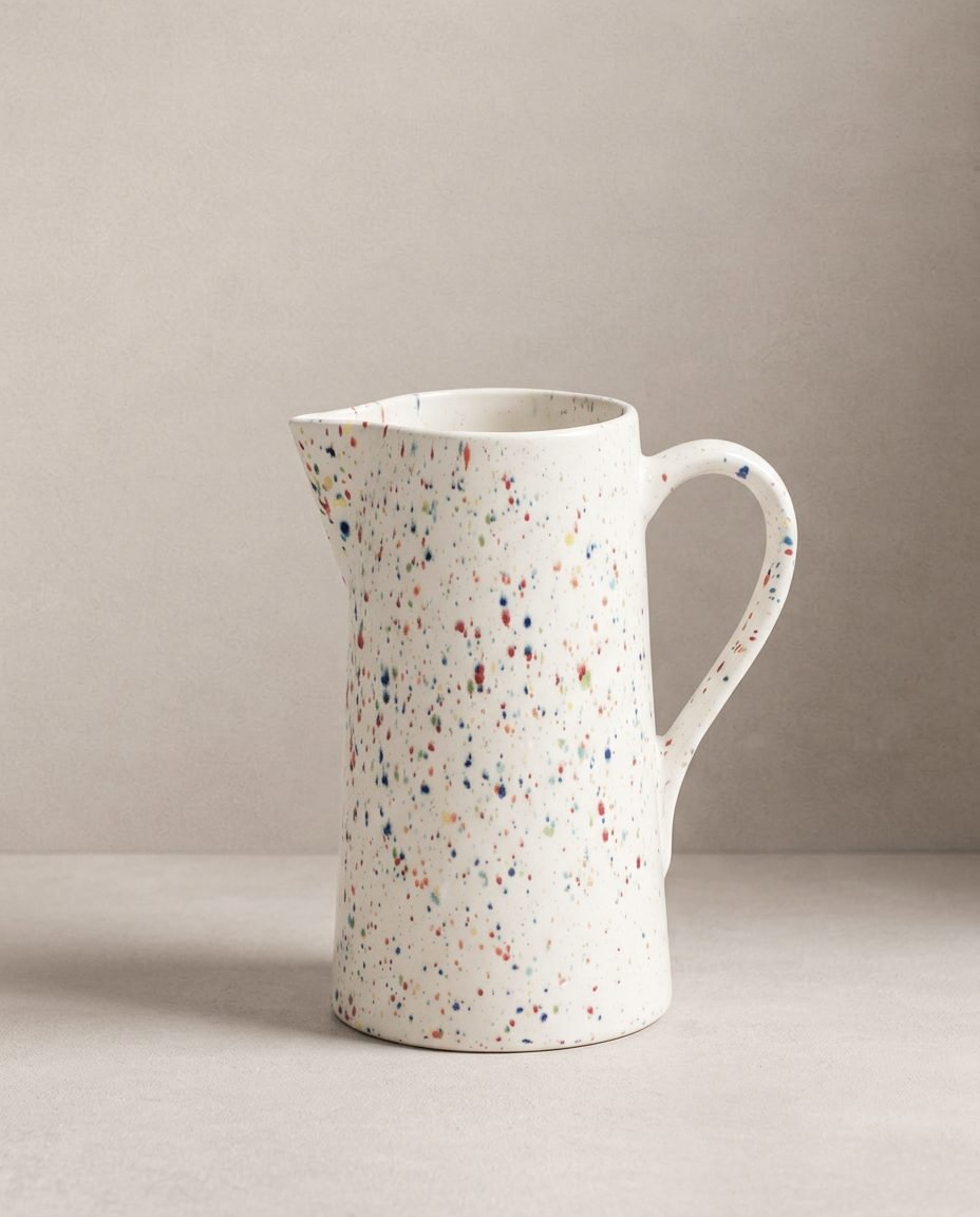 New Party Pichet 1,5L Blanc – pichet en grès fait main – Egg Back Home