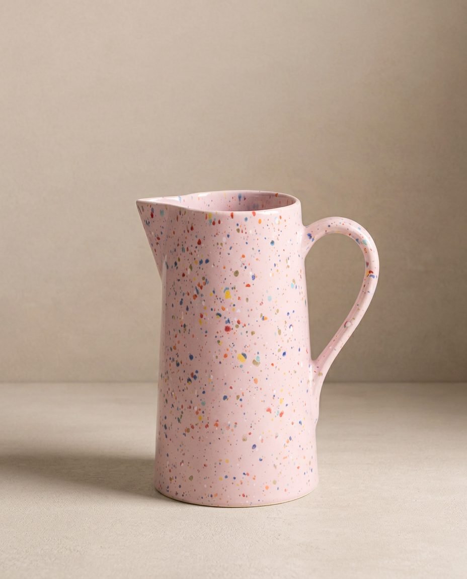New Party Pichet 1.5L Rose – pichet en grès fait main – Egg Back Home