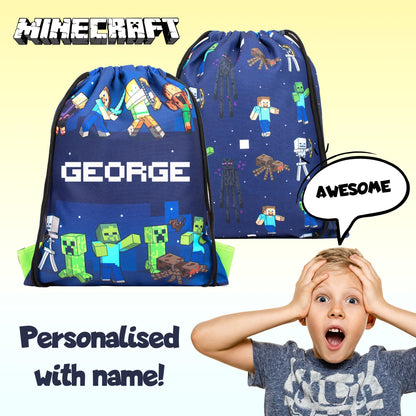 Official Minecraft Minecraft bleu Sac à cordon | enfant PE Sac