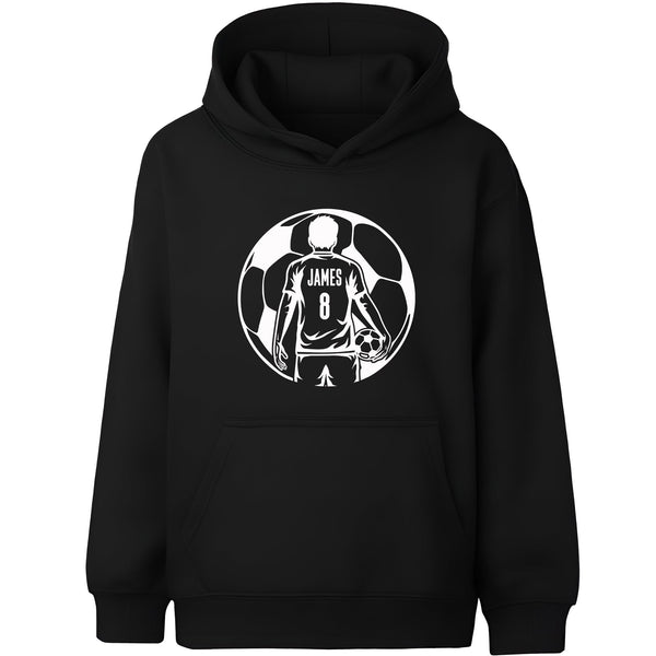 Sweat à capuche football – Fringoo football noir for Boys Cotton Rich Soft Hooded – football Ball noir