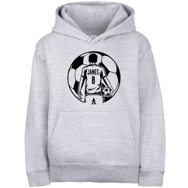 Sweat à capuche football – Fringoo football gris for Boys Cotton Rich Soft Hooded – football Ball Boys gris