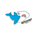 Pin's Requin-marteau avec un Couteau