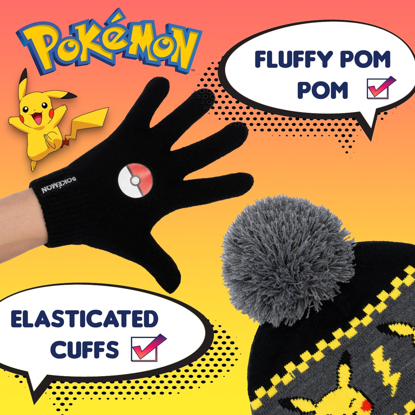 Ensemble bonnet et gants – Pikachu set