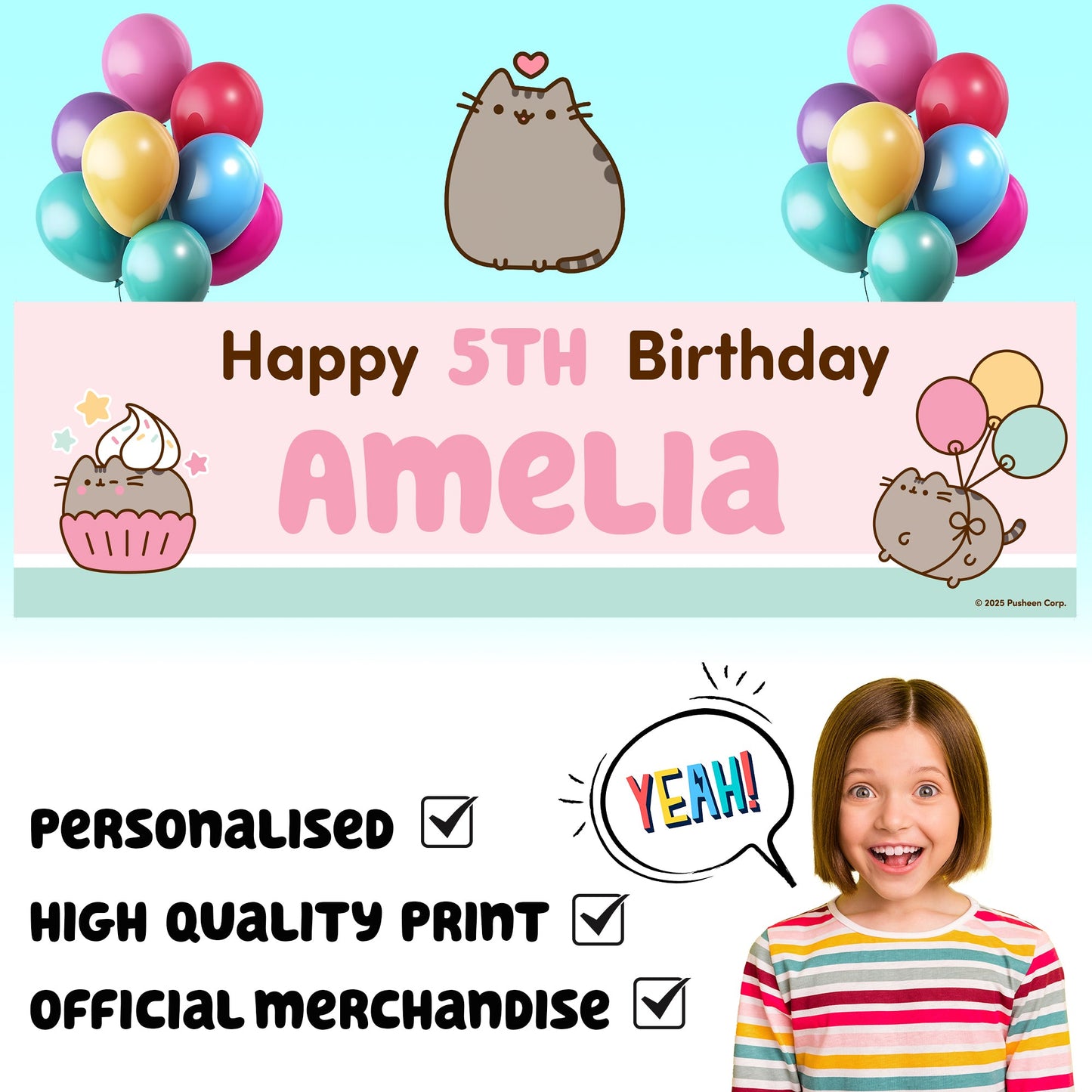 Pusheen Birthday Banner for enfant