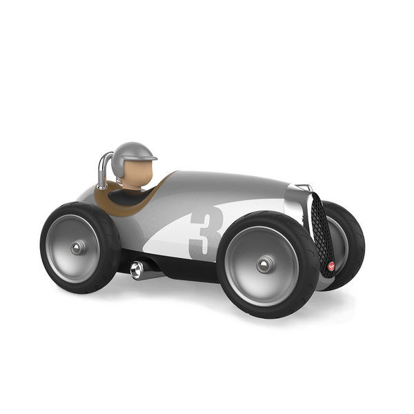 Zilveren raceauto