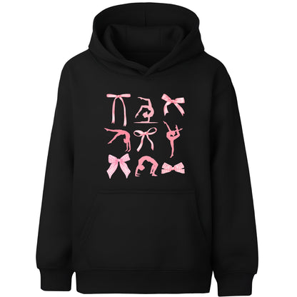 Fringoo Gymnastic Sweat à capuche for enfant Cotton Rich Soft Hooded Sweatshirt- Ribbon noir