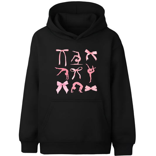 Fringoo Gymnastic Sweat à capuche for enfant Cotton Rich Soft Hooded Sweatshirt- Ribbon noir