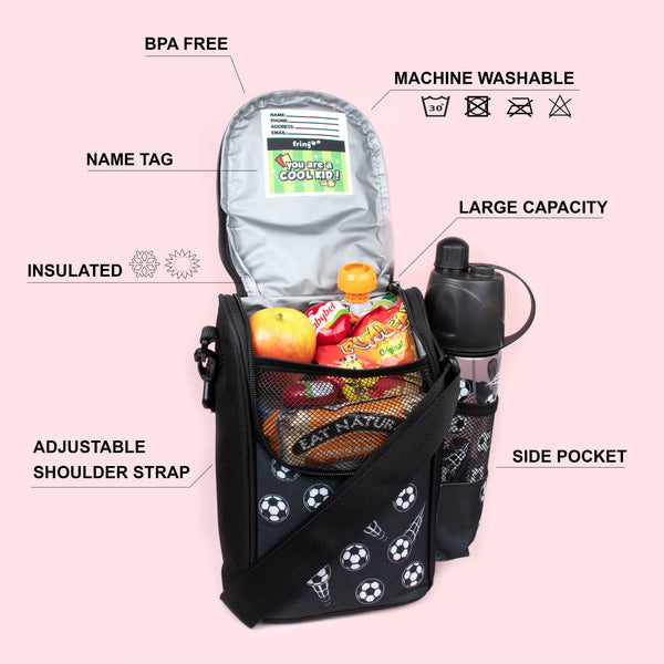 Sac repas avec bandoulière – Strap Lunch Bags – football noir