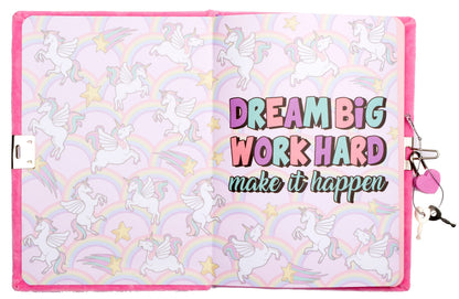 Carnet en peluche – 3D – rose licorne Wings