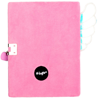 Carnet en peluche – 3D – rose licorne Wings