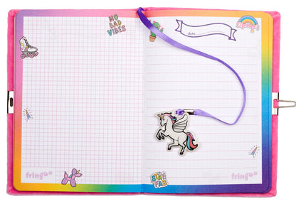 Carnet en peluche – 3D – rose licorne Wings
