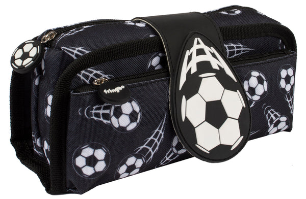 Trousse scolaire avec patch en silicone – football noir – ' football Stationery Organiser