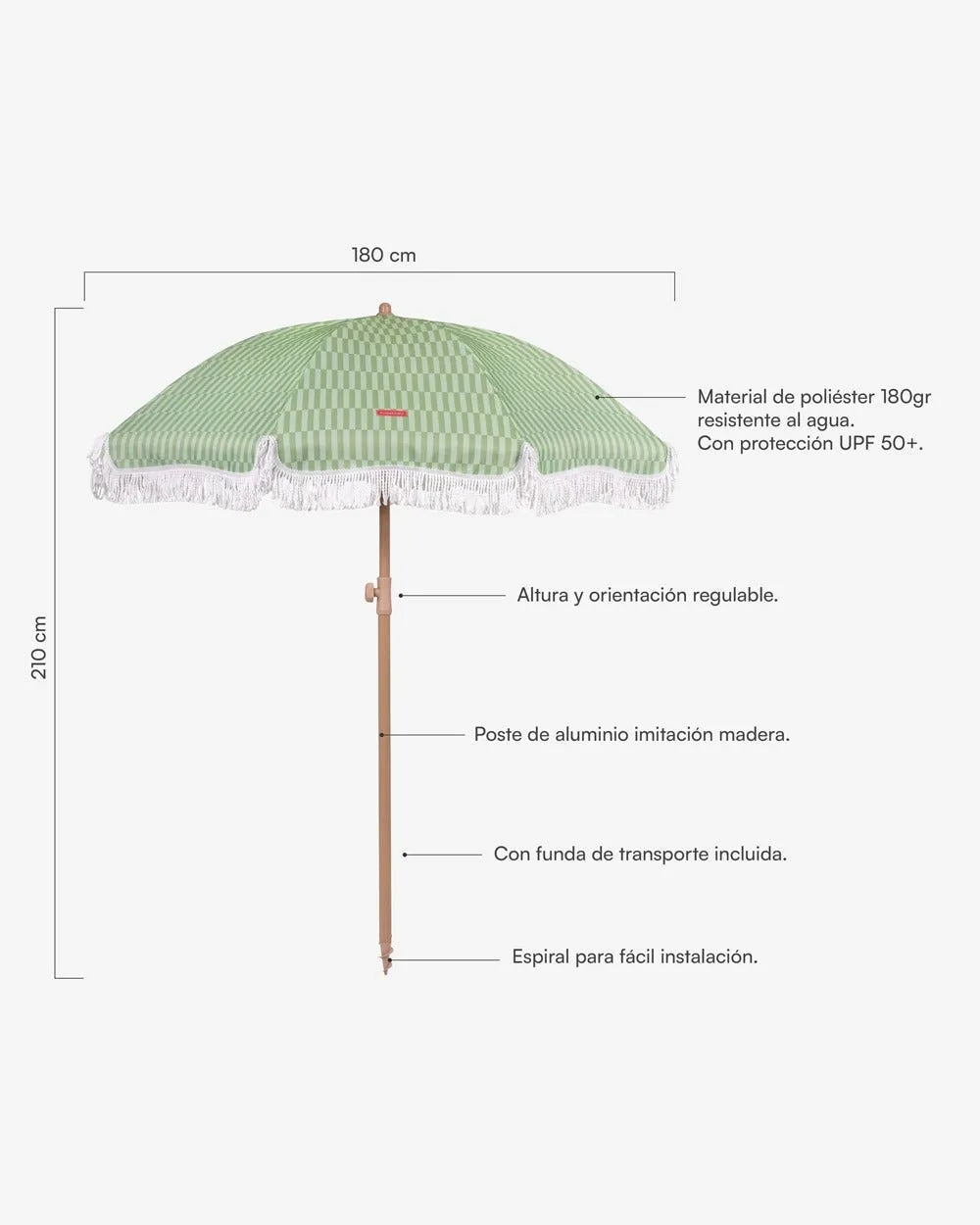 Sombrilla exterior verde - CARAMEL