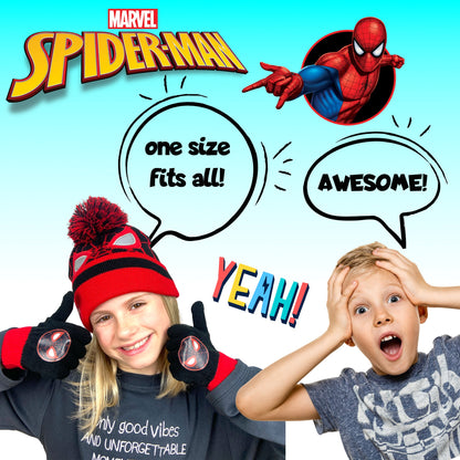 Marvel Spider-Man Winter Hat & Gloves Set for Boys