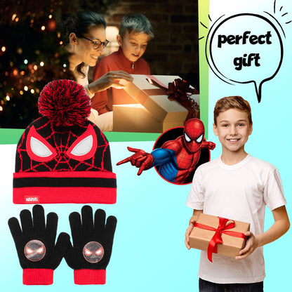 Marvel Spider-Man Winter Hat & Gloves Set for Boys