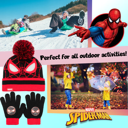 Marvel Spider-Man Winter Hat & Gloves Set for Boys