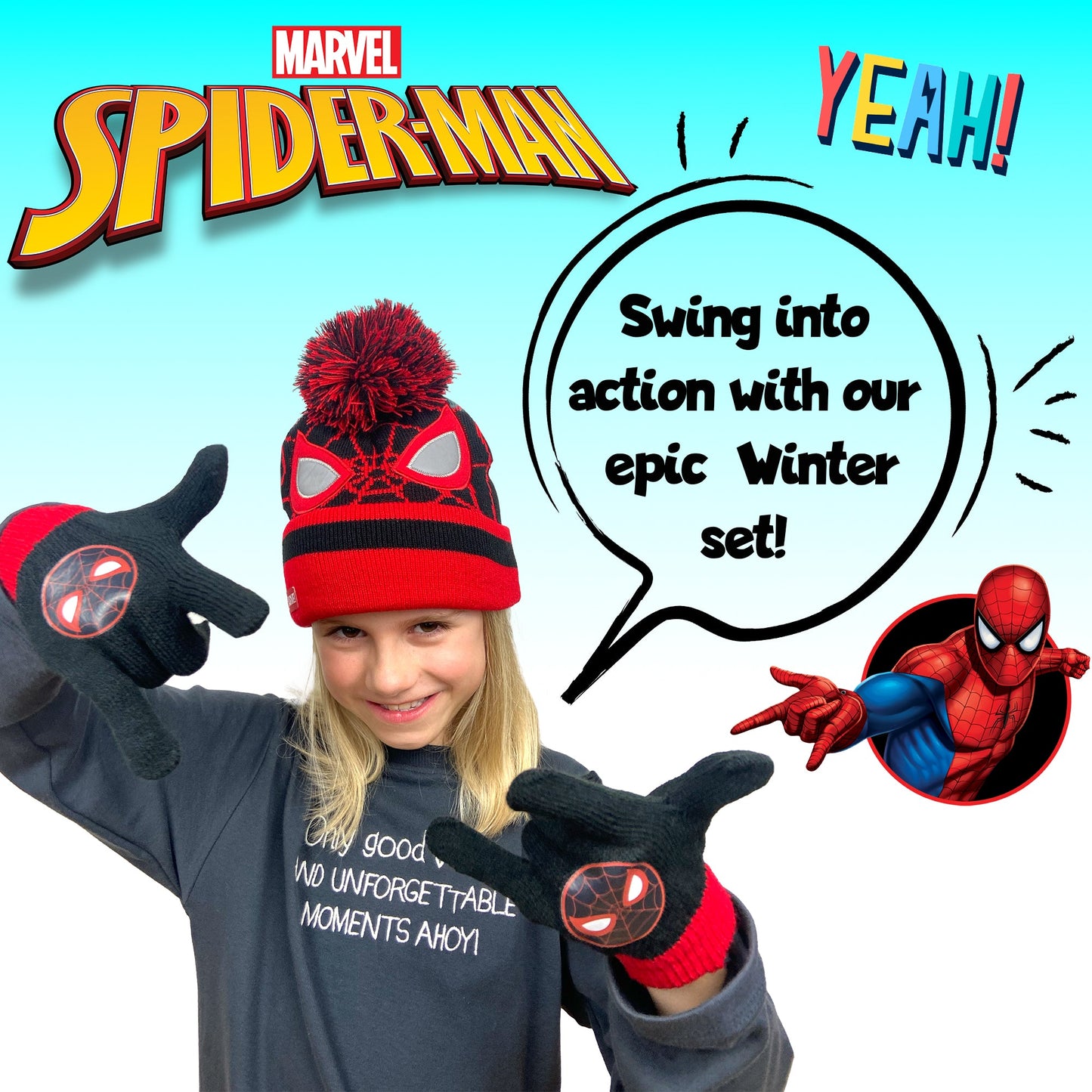 Marvel Spider-Man Winter Hat & Gloves Set for Boys