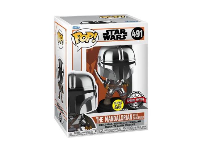 Pop! The Mandalorian with Darksaber (Metallic/Glow)