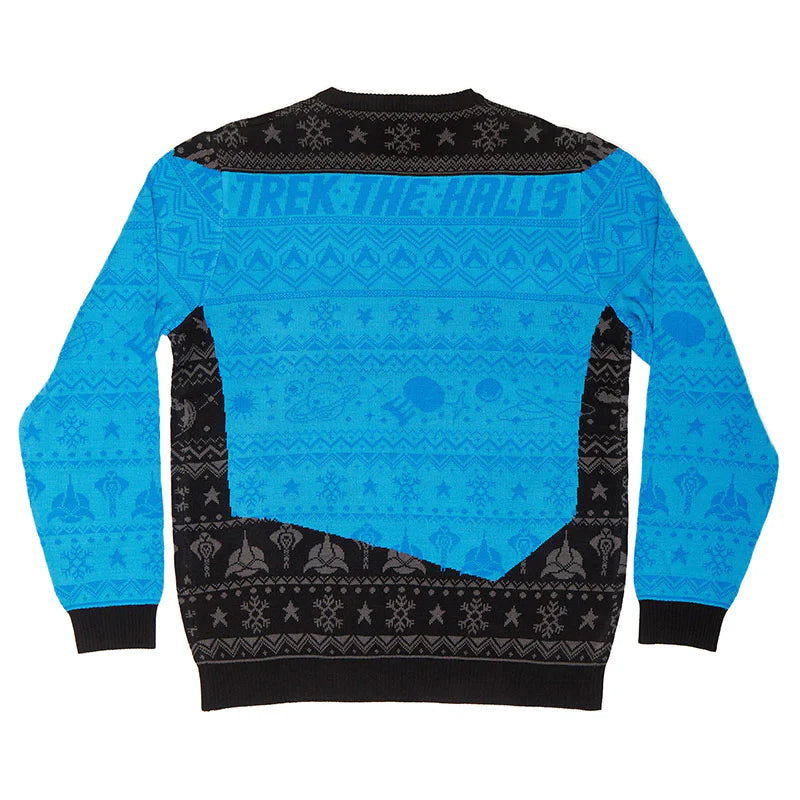 Blauwe Star Trek kersttrui 