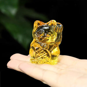 Statuette Chat Chanceux Jaune
