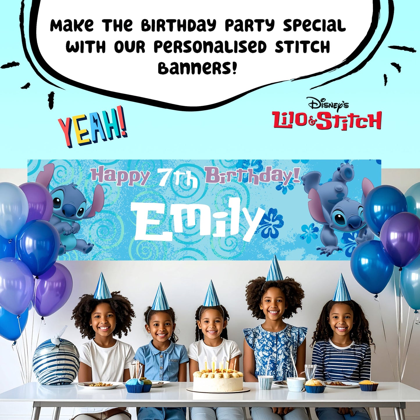 Disney Stitch Birthday Banner fille