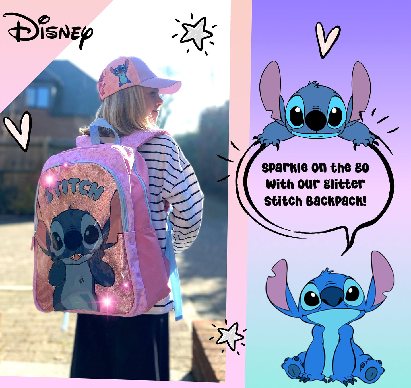 Disney Stitch pailleté Sac à dos fille