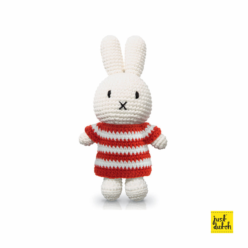 Peluche en Crochet Lapin Miffy - Robe Stripes Rouge