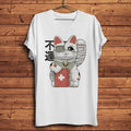 Pechvogel-T-Shirt mit weißer Katze