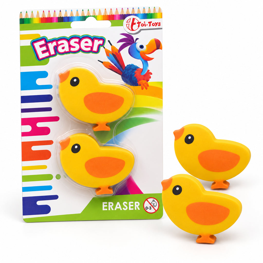 Lot de 2 gommes poussin Toi-Toys, emballage face avant