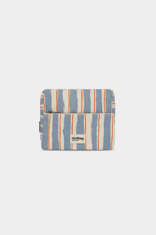 Trousse de toilette XL Alix Rayures Orange et Bleu