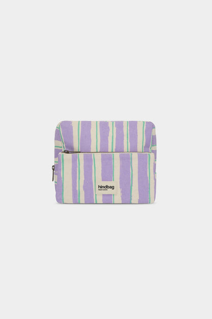 Trousse de toilette XL Alix Rayures Vert et Parme