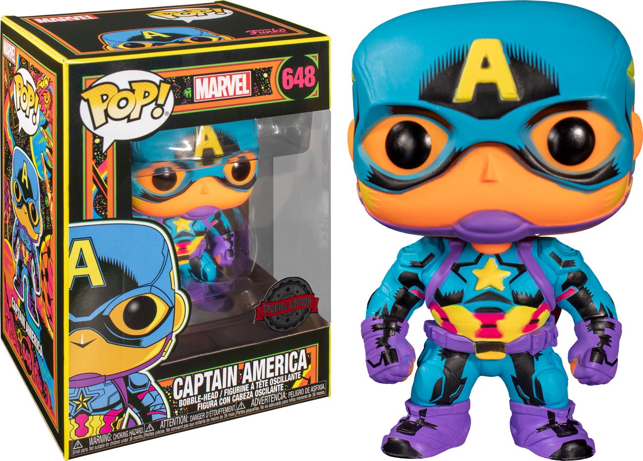 arvel funko pop marvel black light captain america