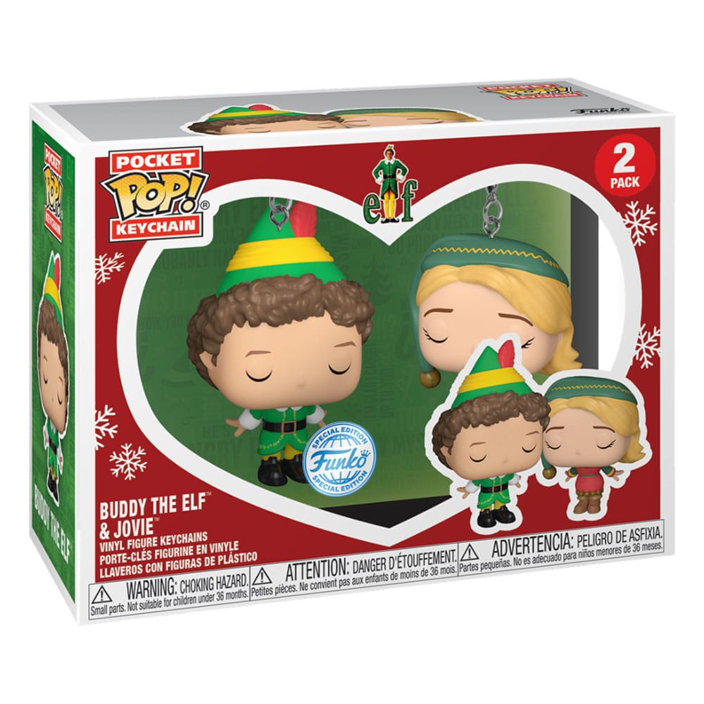 Pack of 2 Key Rings: Buddy the elf &amp; Jovie 