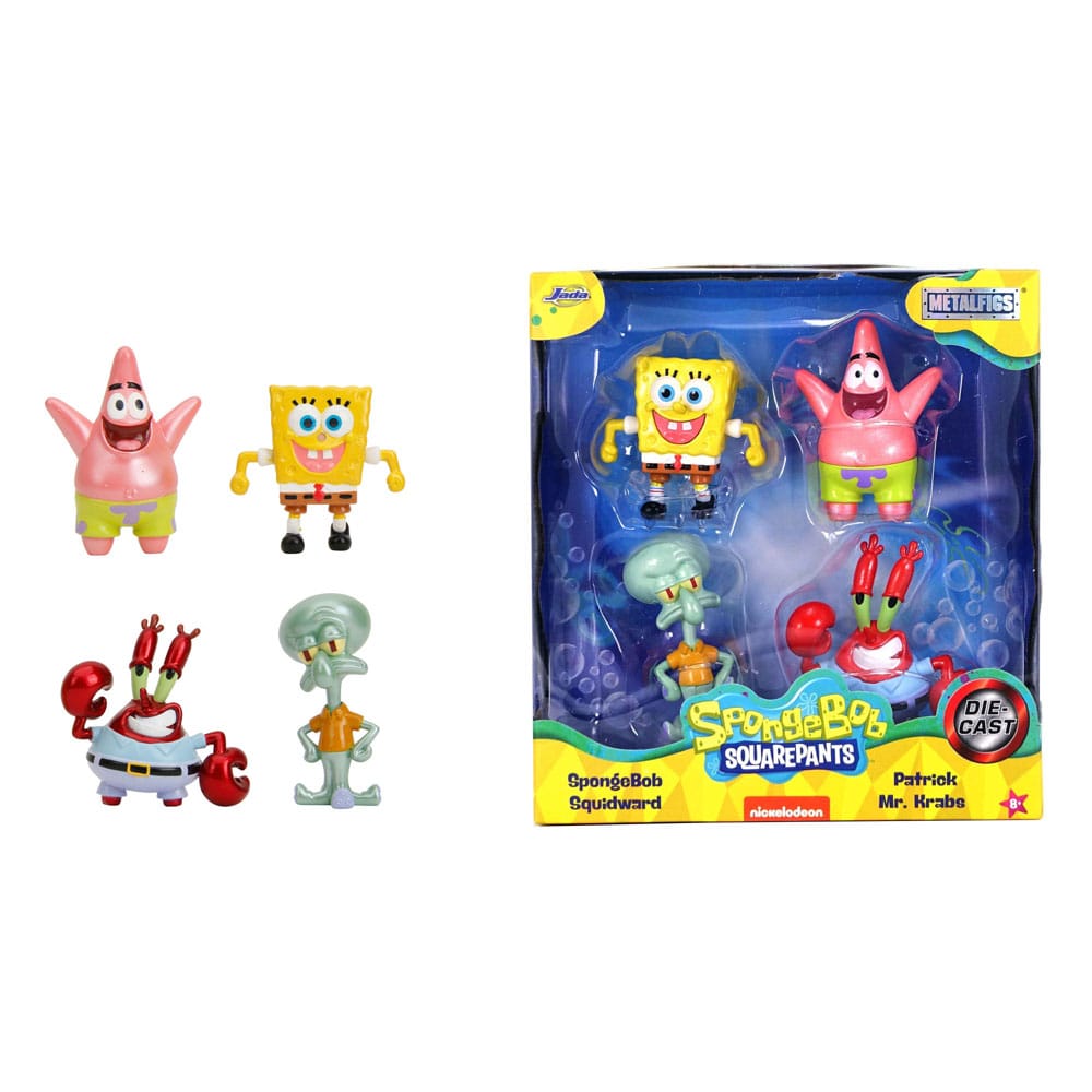 Bob l'Éponge : Pack 4 Figurines Diecast Nano Metalfigs - Wave 1