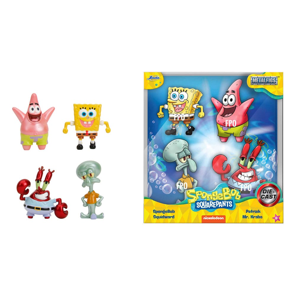 Bob l'Éponge : Pack 4 Figurines Diecast Nano Metalfigs - Wave 1