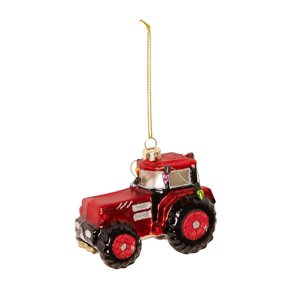 Rode Tractor Kerstbal