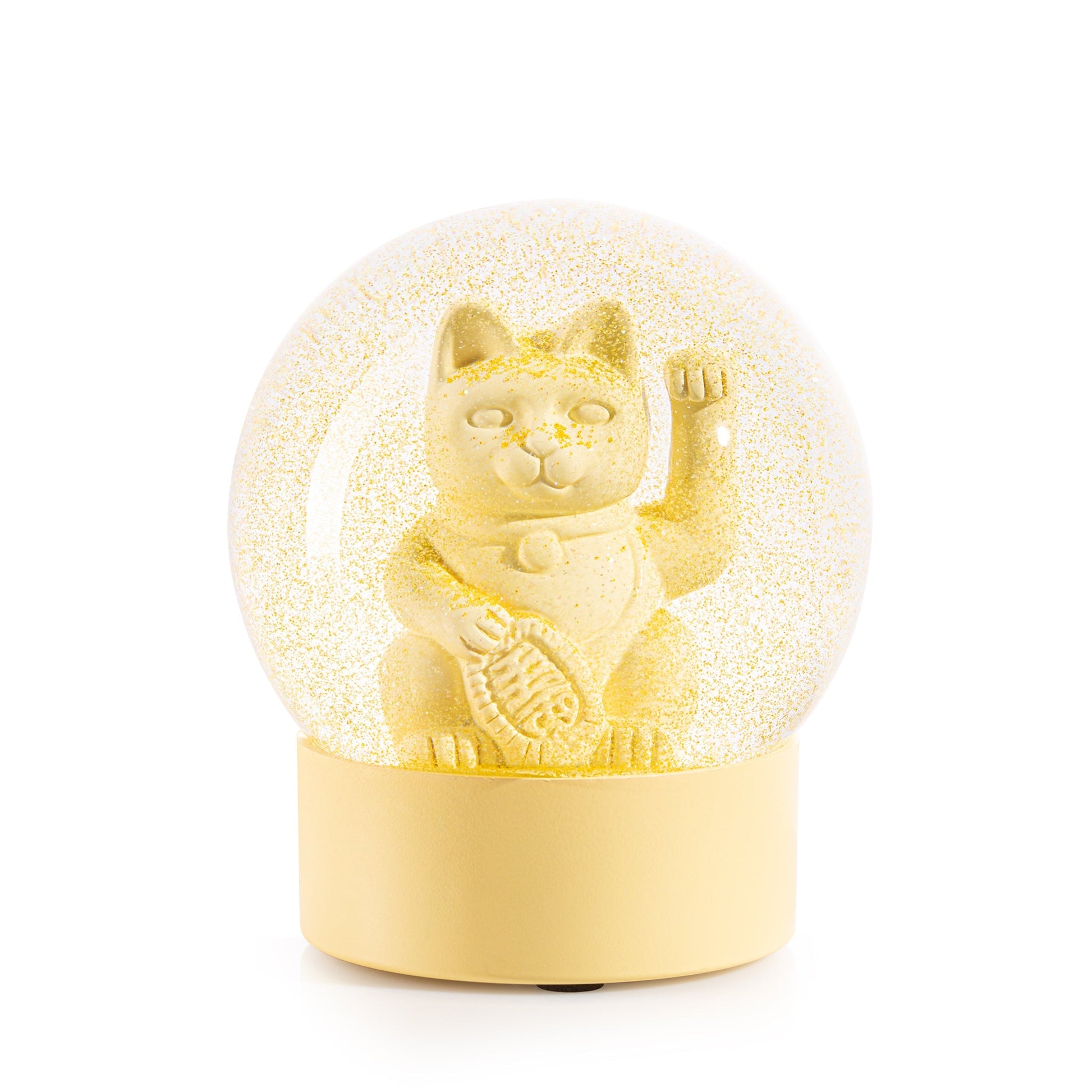 Boule à Neige Chat Chanceux Jaune Donkey | Boutique d'objets cadeaux designs kokochao.com