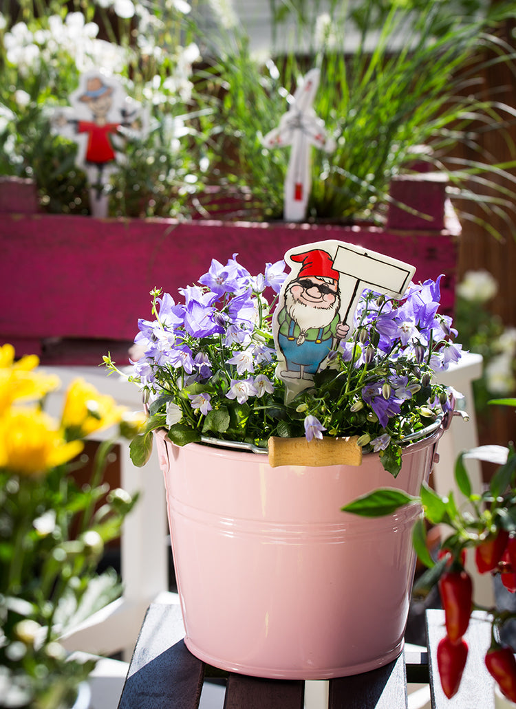 Étiquette Pot de Fleur Nain de Jardin